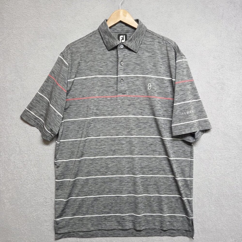 Footjoy Shirt Mens Large Striped Albany Golf Club Polo Short Sleeve Casual